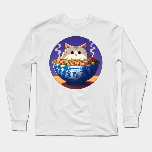 cat in a wok bowl Long Sleeve T-Shirt by Anthony88